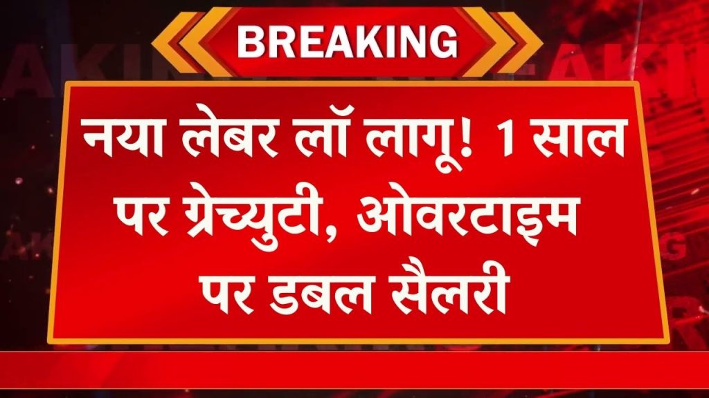 New Labour Law: आज से लागू! 1 साल की नौकरी पर ग्रेच्युटी, ओवरटाइम पर डबल पेमेंट, कर्मचारियों को मिला बड़ा तोहफा